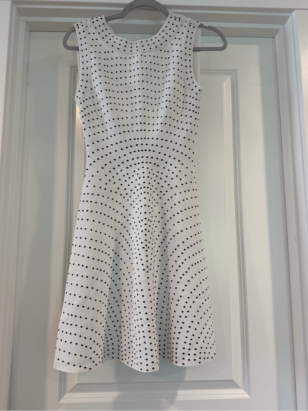 Alaa White Sleeveless Dress With Black Polka Dots